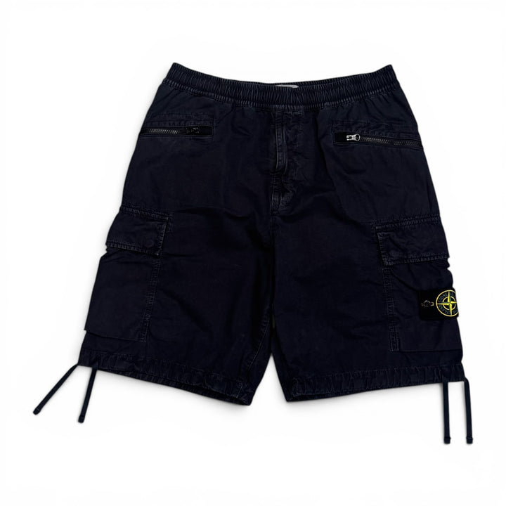 Stone Island Stretch Cotton Tela Paracadute Cargo Shorts Navy (33")