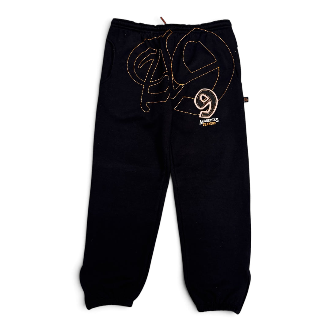 Vintage Akademiks Jeanius Black Embroidered Tracksuit Bottoms (L)