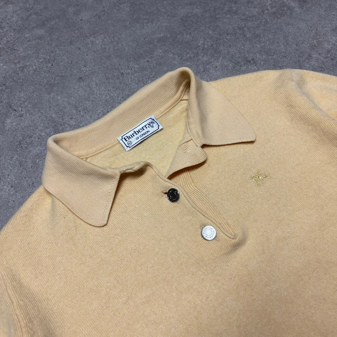 Vintage Burberry Yellow Collared Knitted Sweater (Women's S)