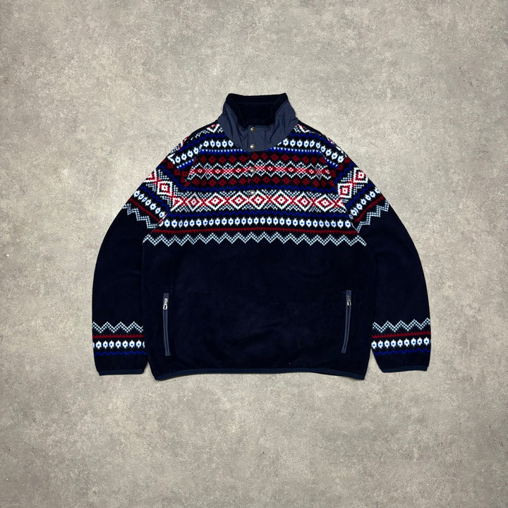 Vintage Polo Ralph Lauren Navy Aztec Snap-T Fleece (XL)
