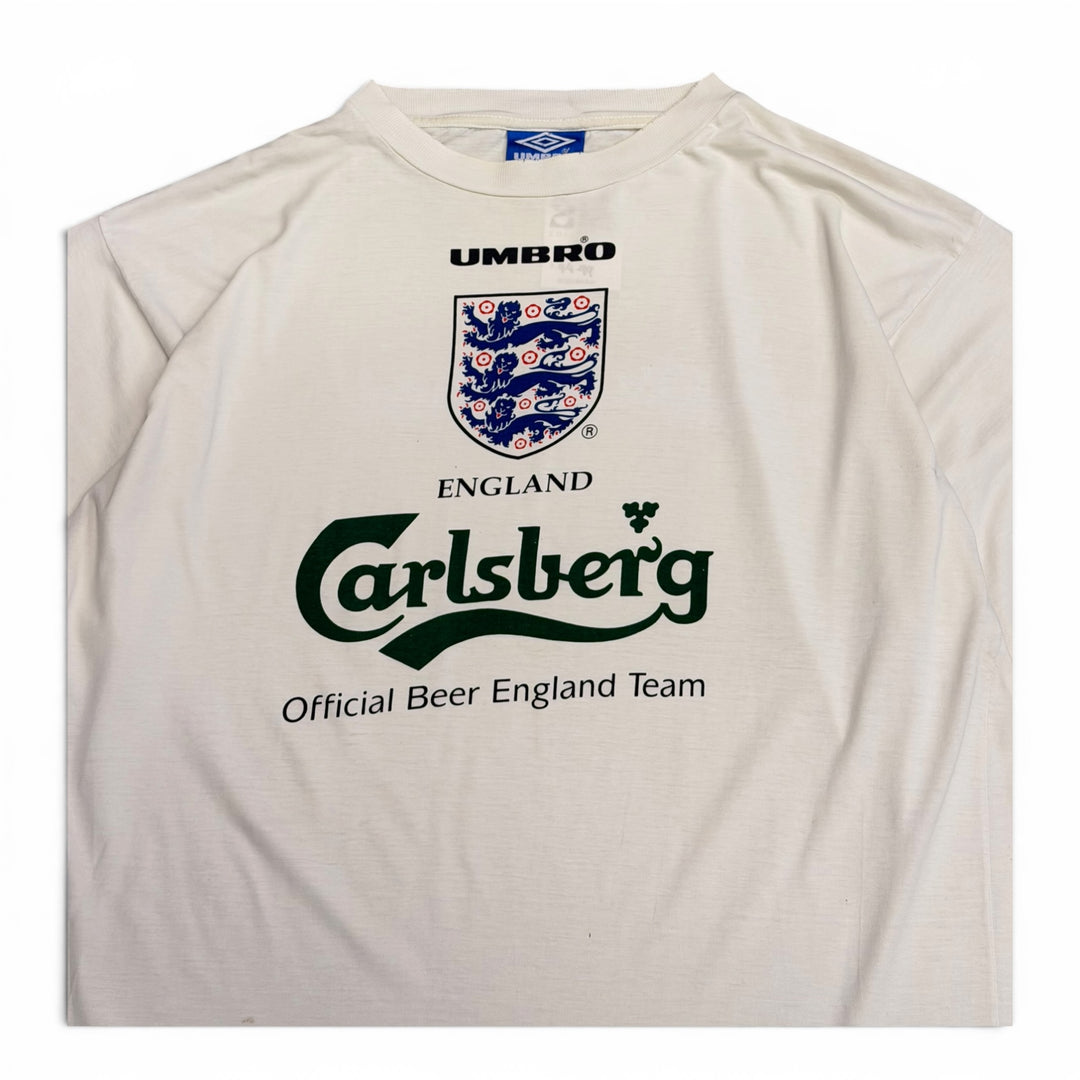 90's Vintage England Umbro White Carlsberg T-Shirt (XL)