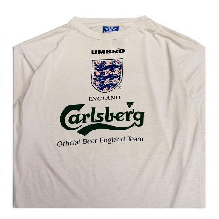 90's Vintage England Umbro White Carlsberg T-Shirt (XL)