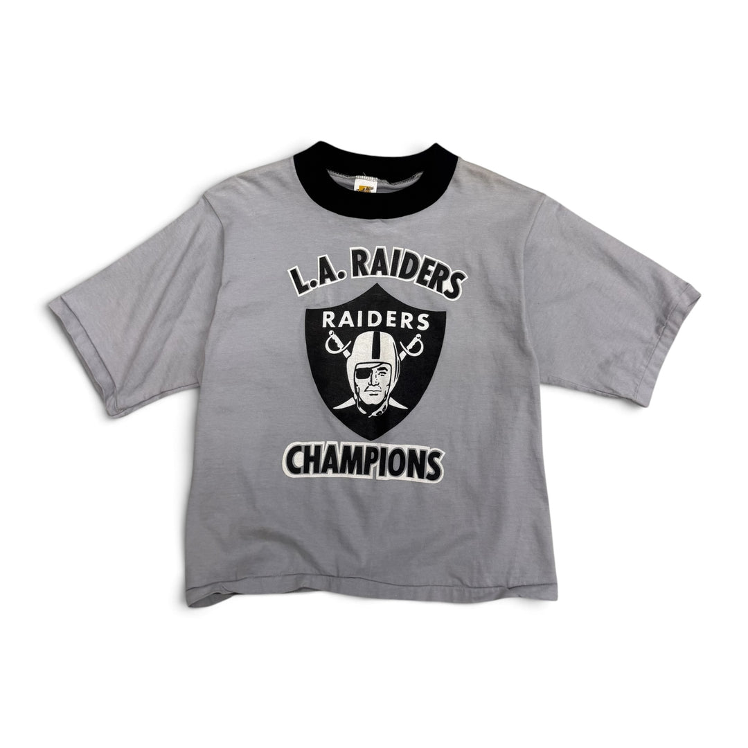 1980's Vintage L.A. Raiders Grey Ringer T-Shirt (M)
