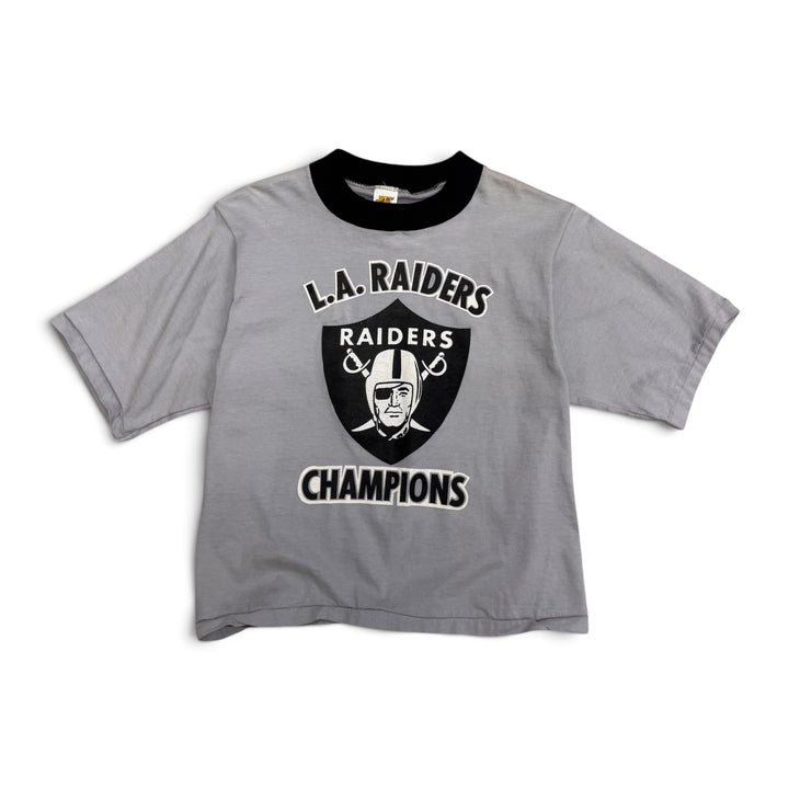 1980's Vintage L.A. Raiders Grey Ringer T-Shirt (M)