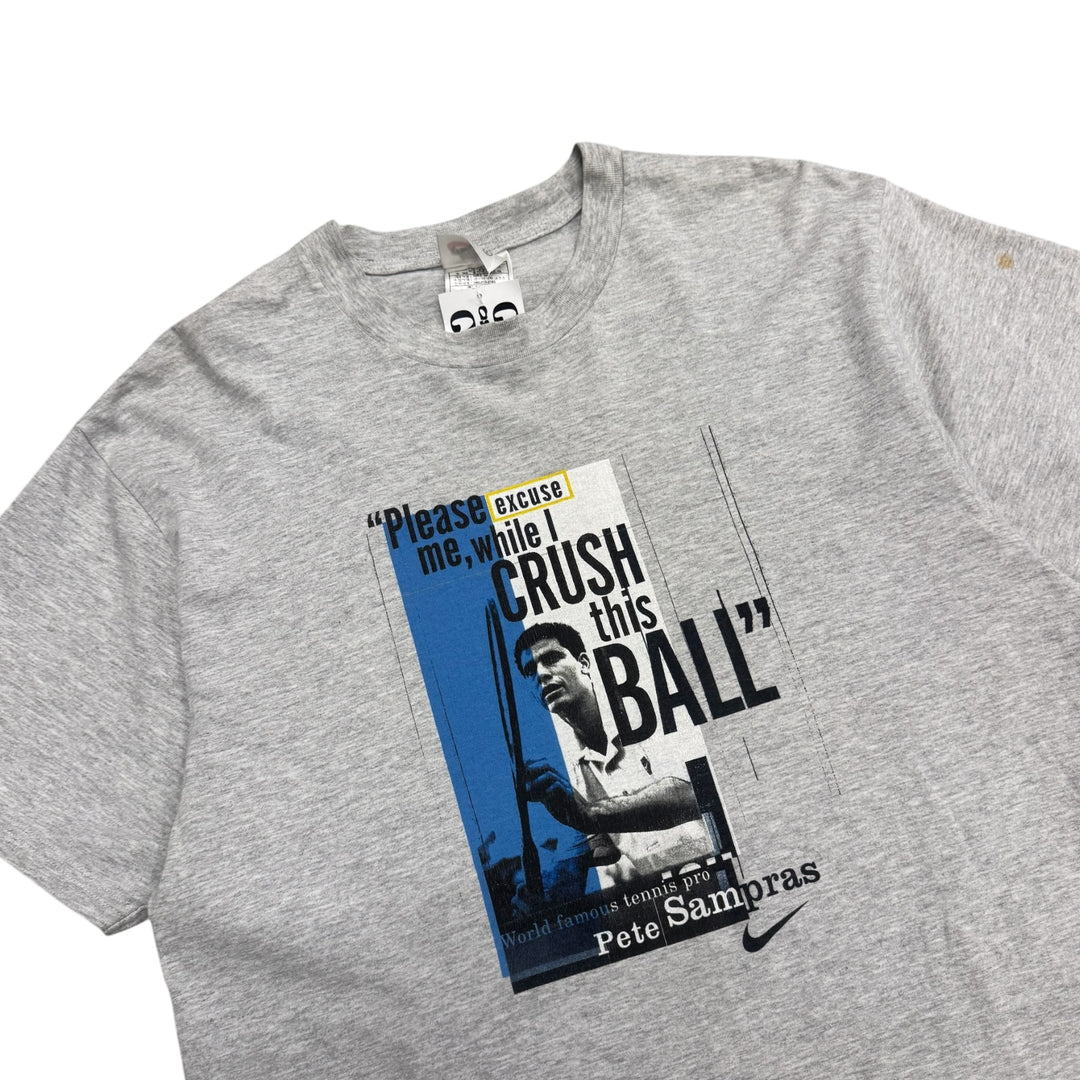 90's Vintage Nike Grey Pete Sampras Graphic T-Shirt (L)