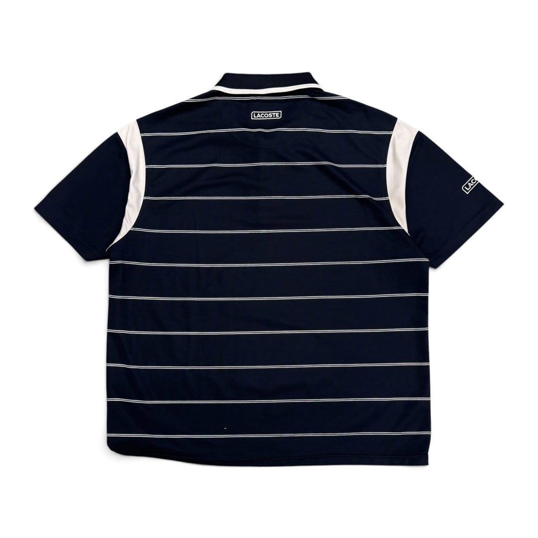 Lacoste Sport Navy & White Stripy Polo Shirt (XL)