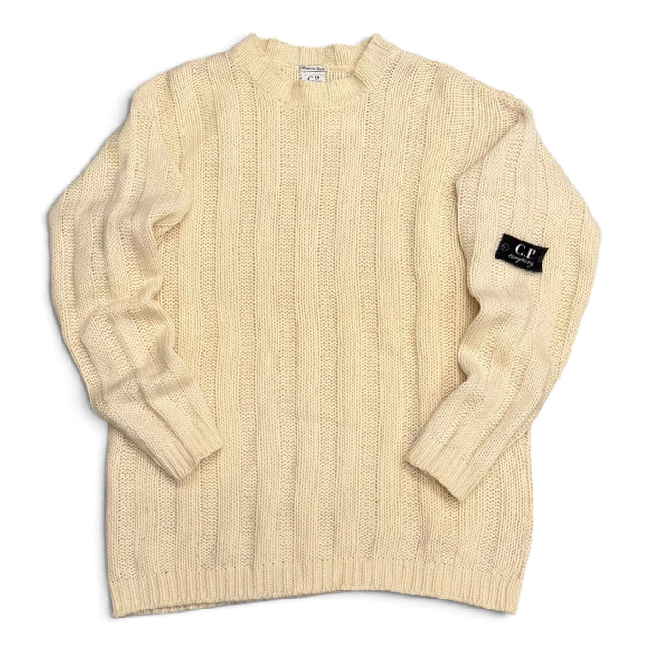 Vintage C.P. Company  Mock Neck Knitted Jumper Cream (XL)