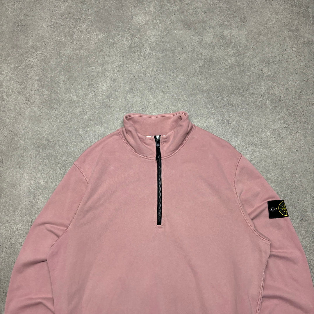 Vintage Stone Island Nude Pink Heavy Cotton Quarterzip Sweatshirt (XL)