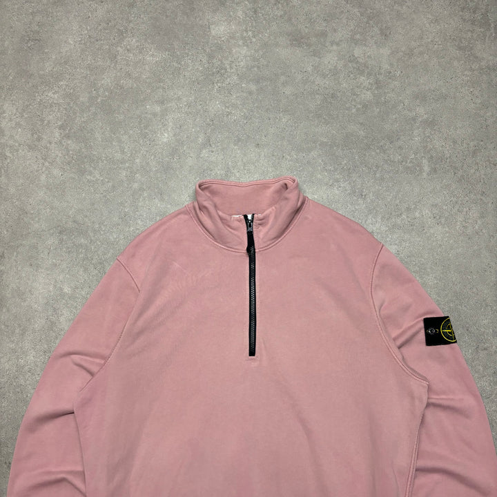 Vintage Stone Island Nude Pink Heavy Cotton Quarterzip Sweatshirt (XL)