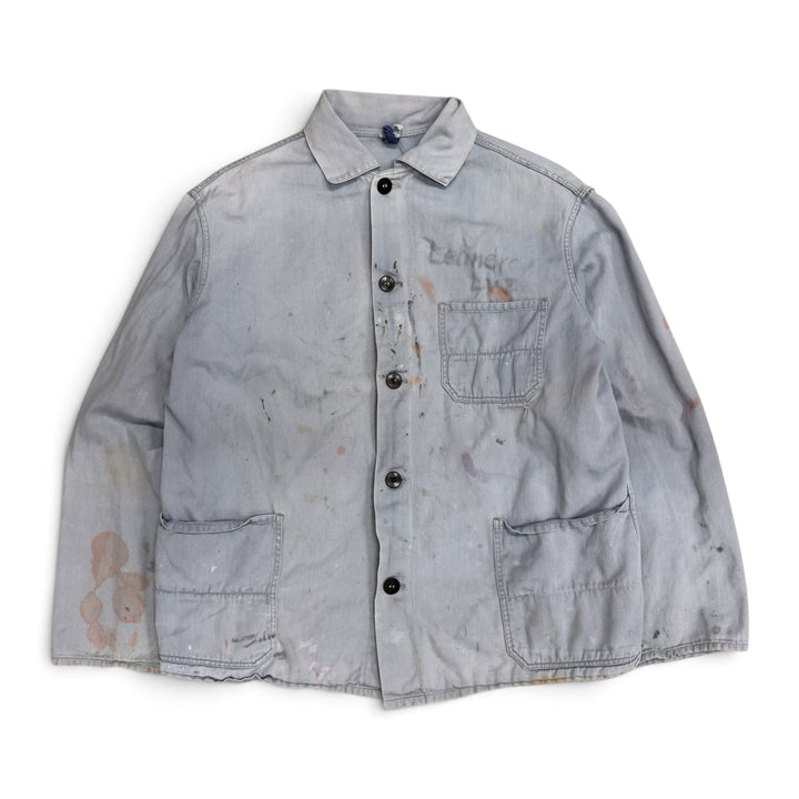Vintage Distressed Faded Light Blue French Chore Jacket (S)