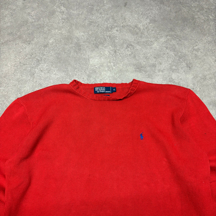 Vintage Polo Ralph Lauren Red Heavy Knitted Sweater (L)