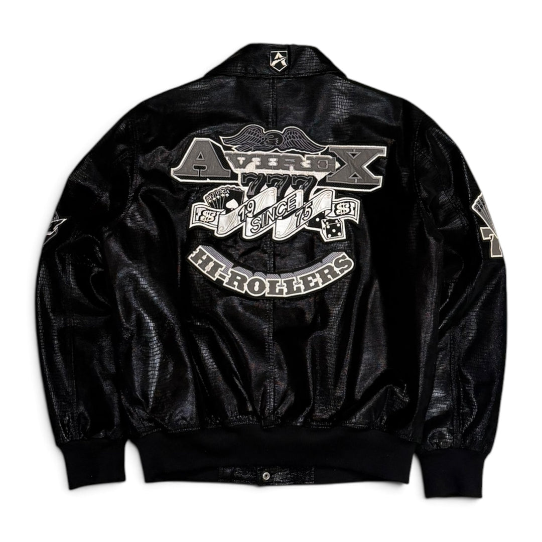 Vintage Avirex Snake Skean Varsity Jacket Black (L)