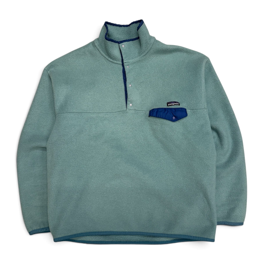 1994 Vintage Patagonia No Snow Logo Blue Snap-T Fleece (L)