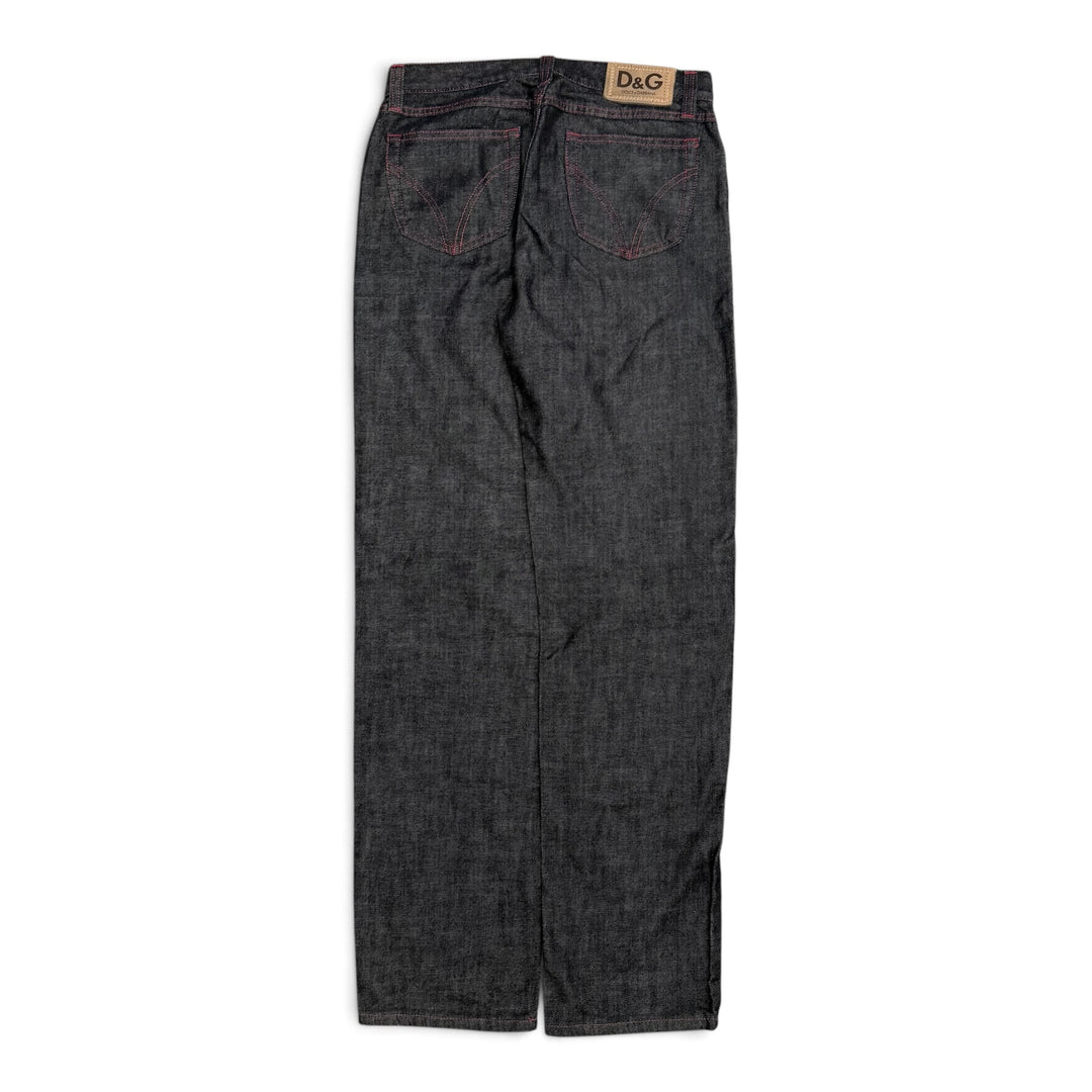 Dolce & Gabbana Straight Fit Stitch Detail Jeans Dark Blue (28)