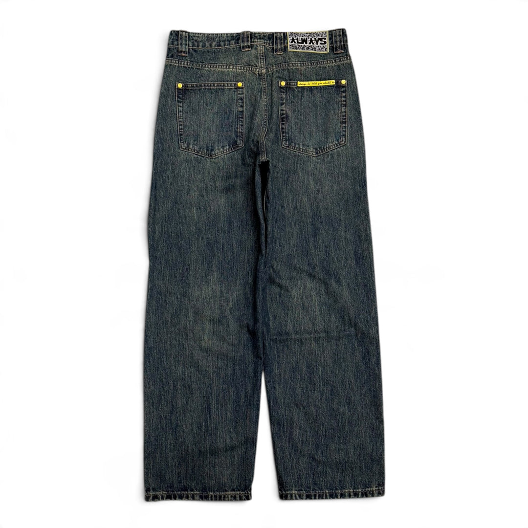 Always Do What You Should Do Blue Washed Denim Trousers (S)