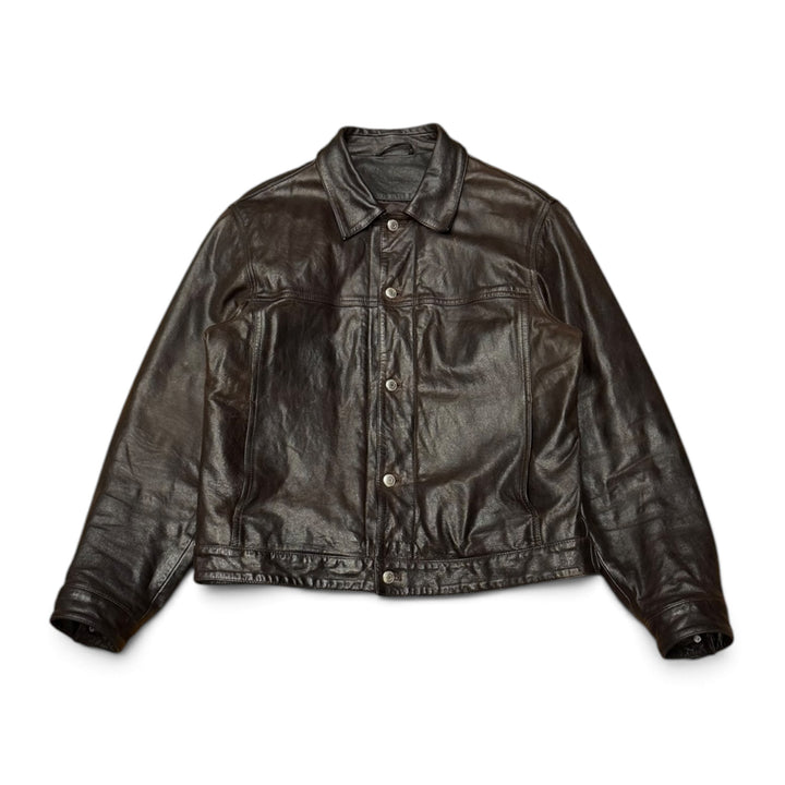 Study Trucker Dark Brown Leather Jacket (M)