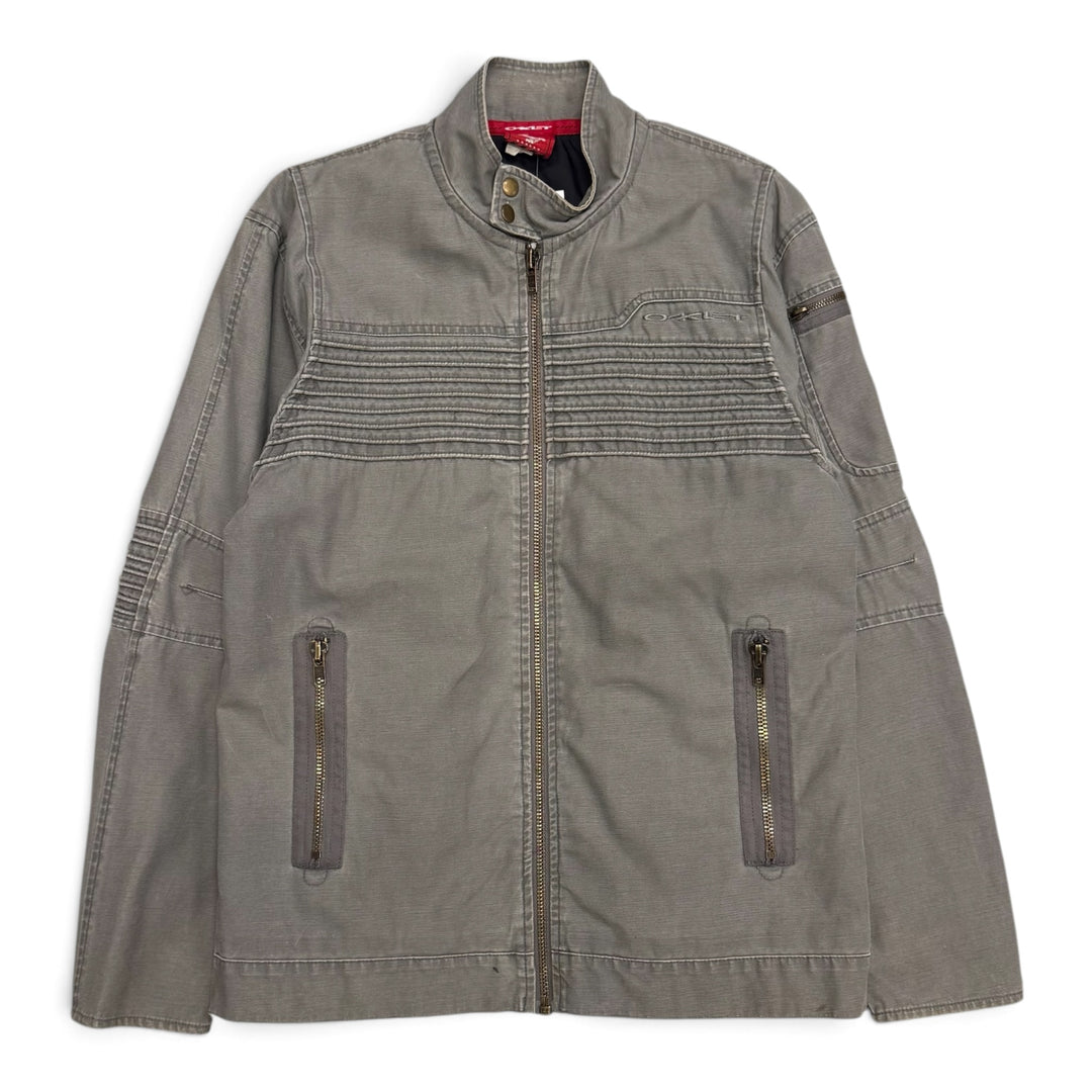 Vintage Oakley Faded Khaki Canvas Bomber Jacket (M)