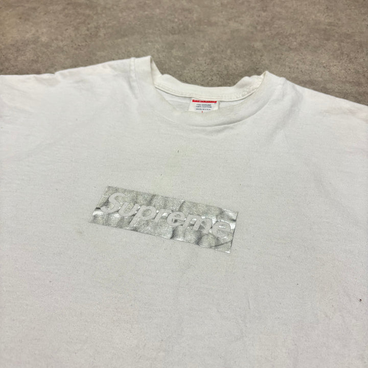 Supreme Chicago White Silver Box Logo T-Shirt (L)