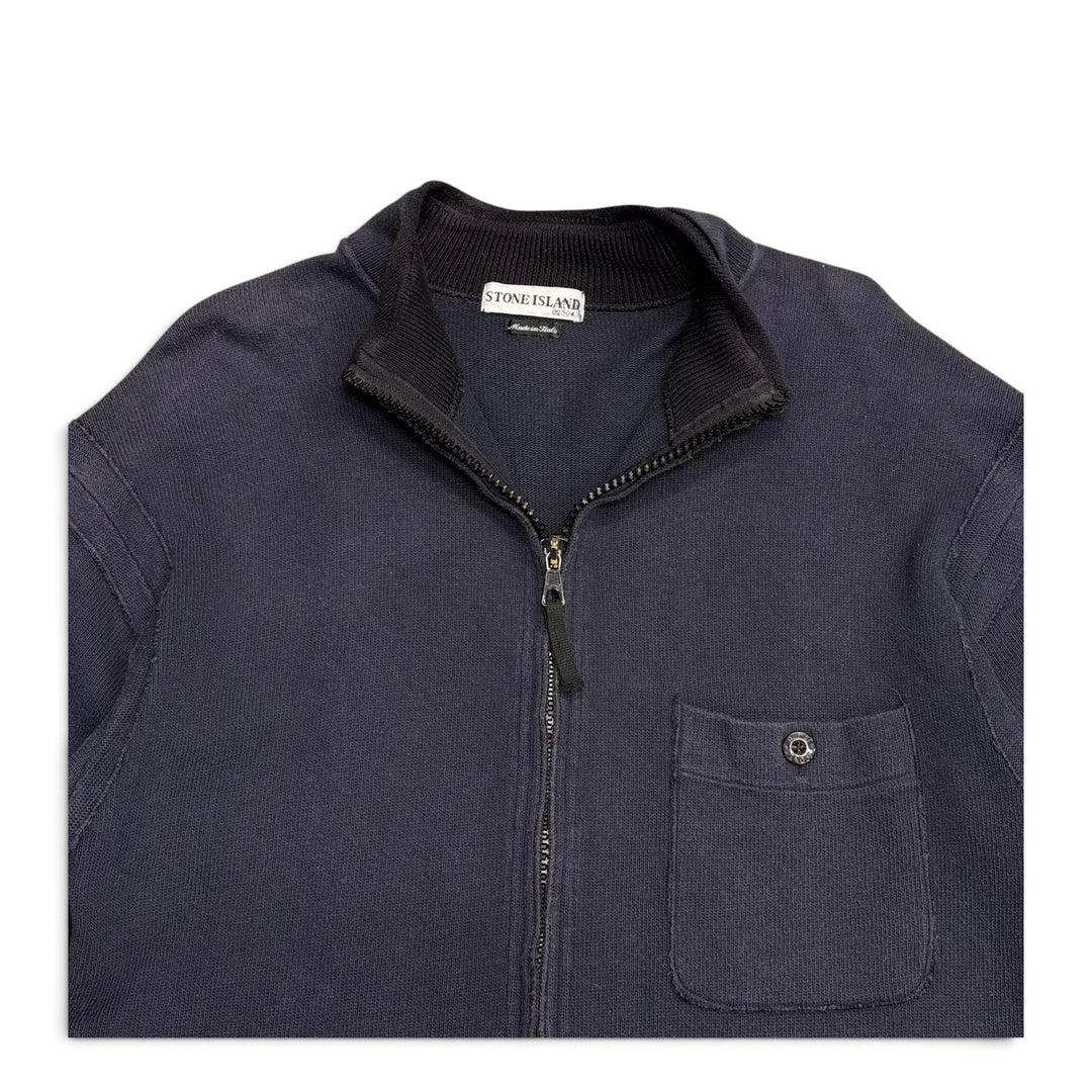 Vintage Stone Island Full Zip Up Knitted Jumper Navy (M)