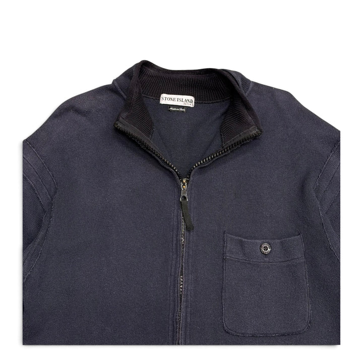 Vintage Stone Island Full Zip Up Knitted Jumper Navy (M)