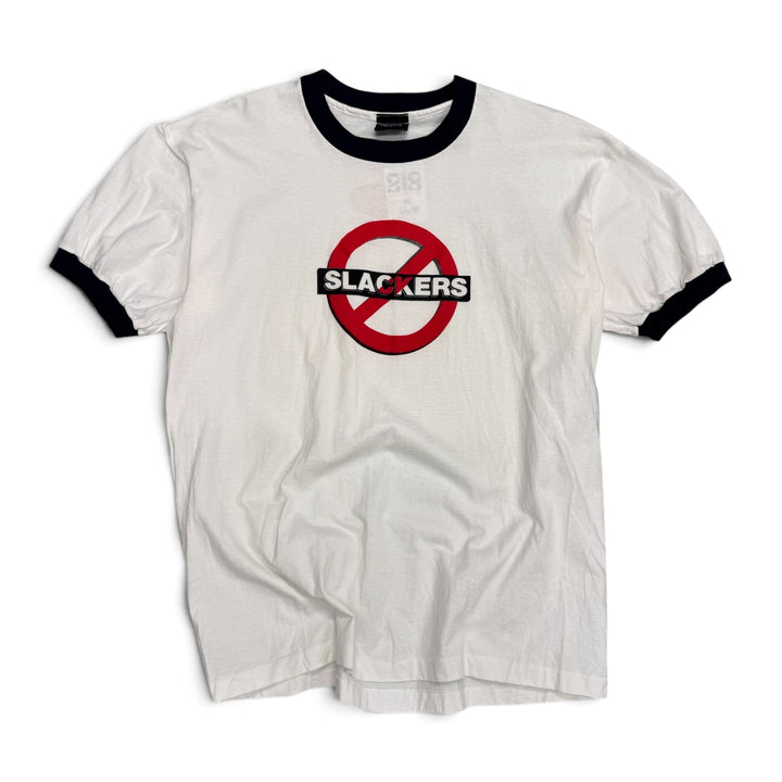 Vintage Live Hard Slackers White Graphic Ringer T-Shirt (XL)