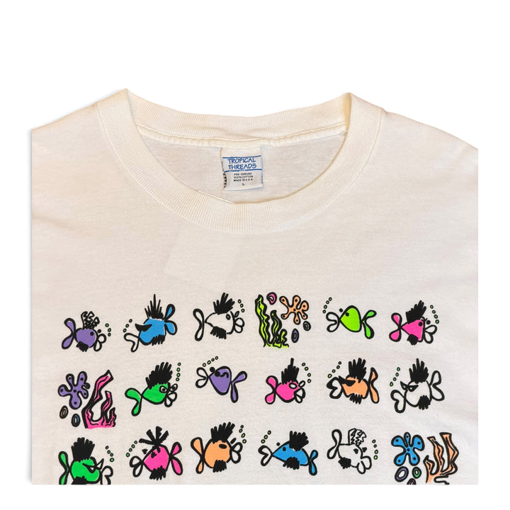 90's Vintage Tropical Threads White Graphic T-Shirt (L)