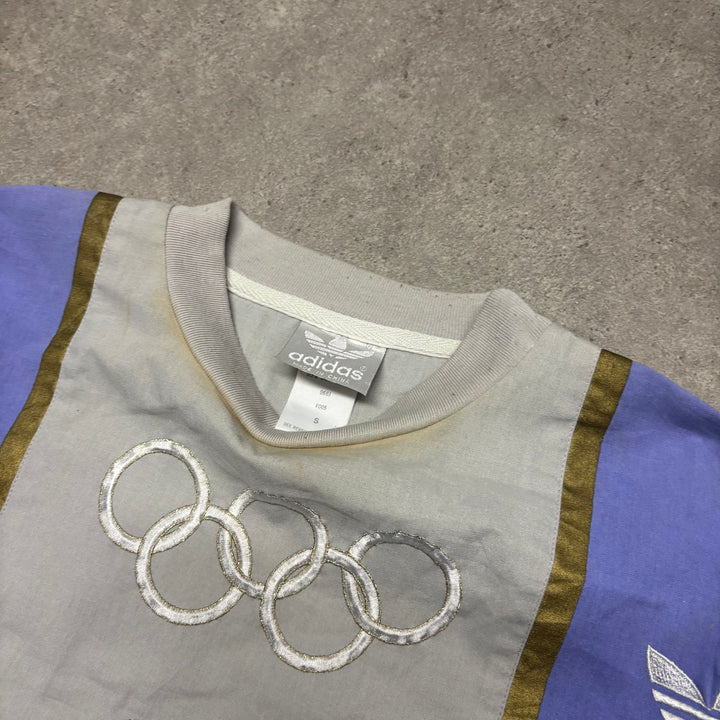 90's Vintage Adidas Olympic Purple & White München Sweatshirt (L)