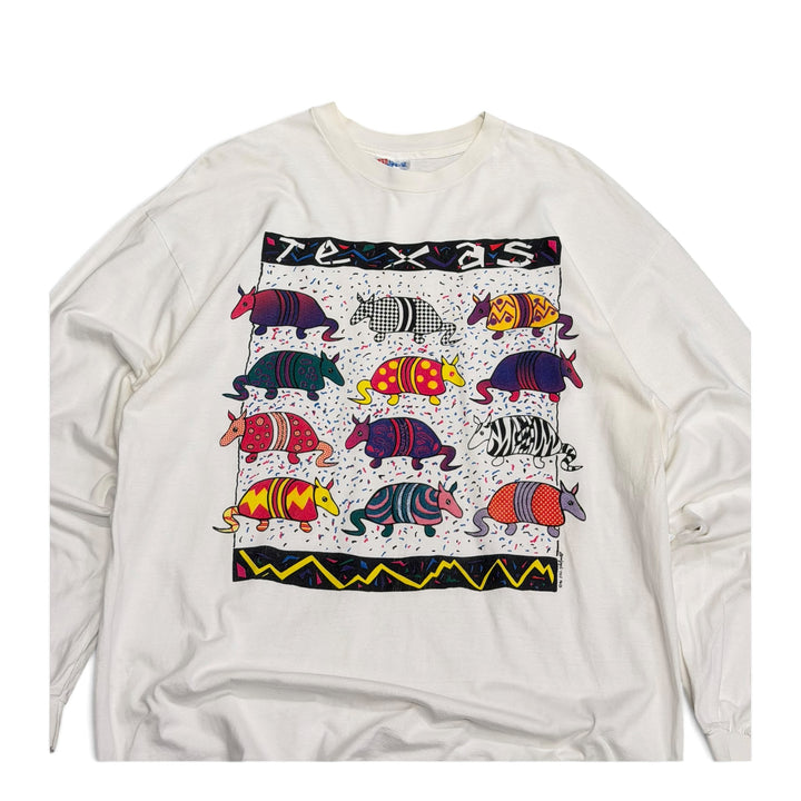 Vintage 90's Texas Graphic Long Sleeve T shirt White (XL)