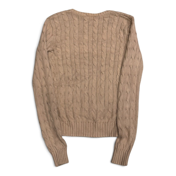 Vintage Polo Ralph Lauren V Neck Cable Knit Jumper Beige (S)