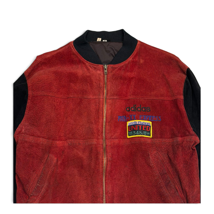 Vintage Rare Adidas Trans - Polar Leather Jacket Red and Black (M)