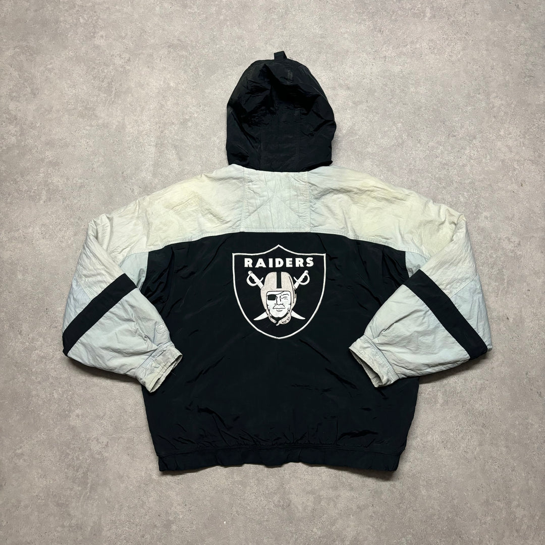 90's Vintage Mirage NFL Oakland Raiders Black & Grey Jacket (XL)