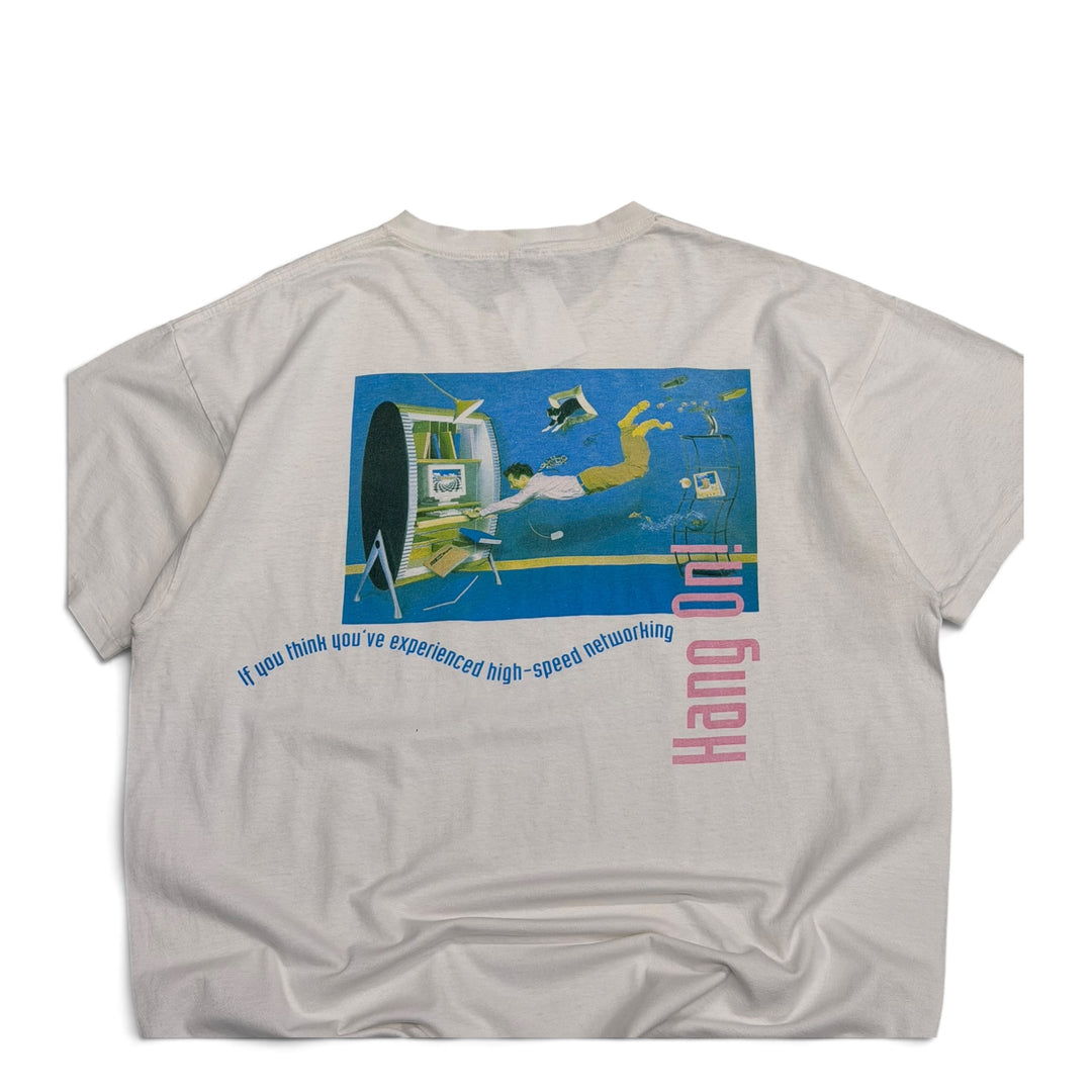 90’s Vintage Networth White Graphic T-Shirt (XL)