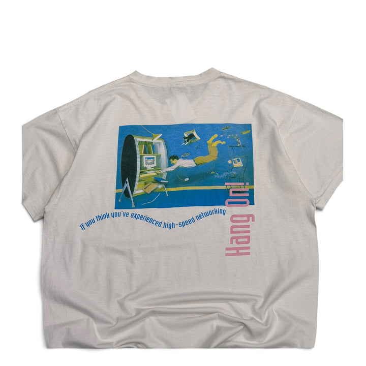90’s Vintage Networth White Graphic T-Shirt (XL)