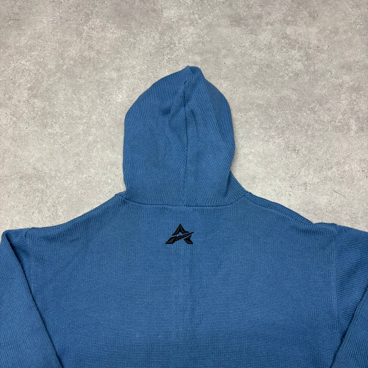 Vintage Avirex Blue Knitted Full Zip Hoodie (XXL)