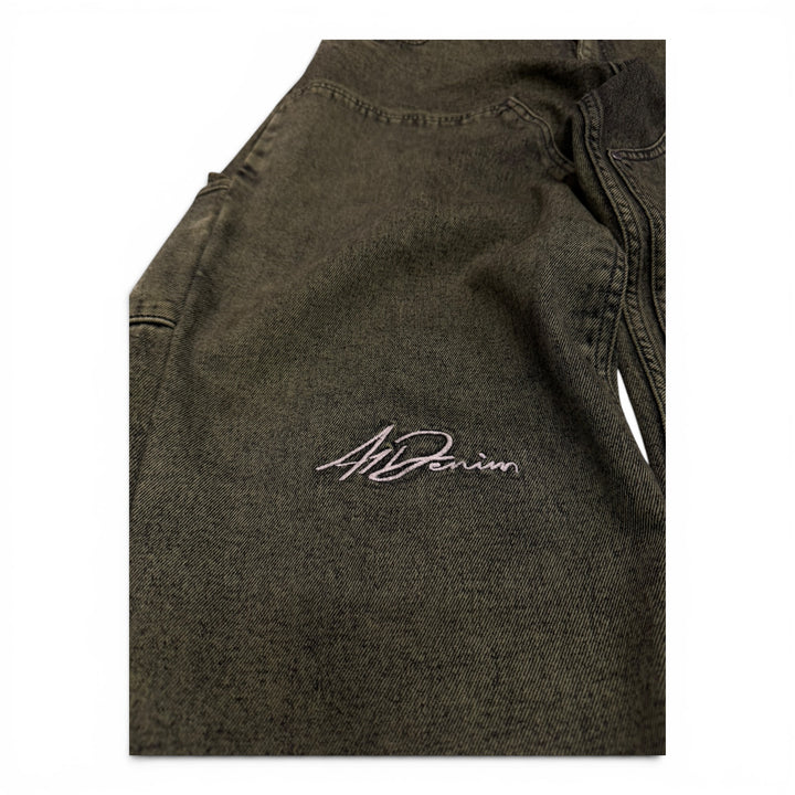 A1 Denim Baggy Jeans Green 36"