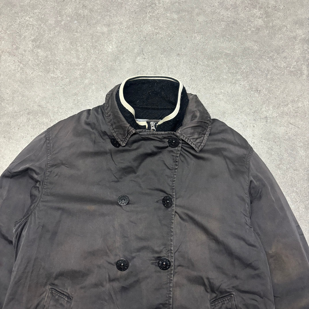 A/W 2006 Stone Island Washed Black Dual Layer Raso Gommato Jacket (L)