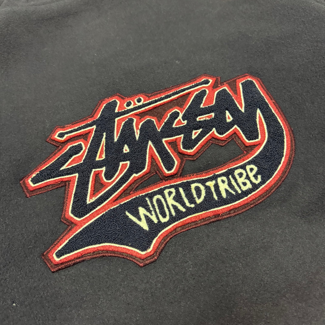 1991 Vintage Stussy Burly Gear Navy Fleece Padded Over Coat (XL)