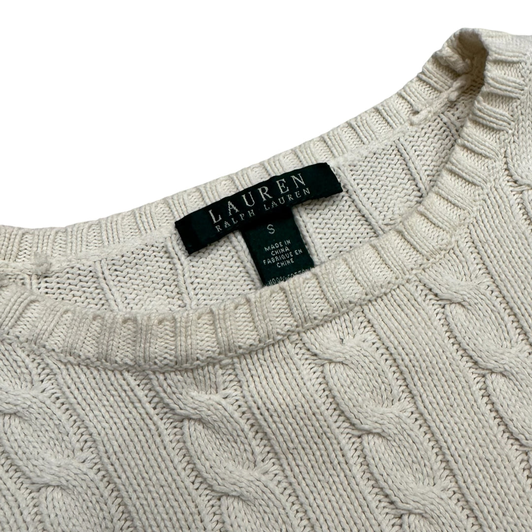 Vintage Polo Ralph Lauren Cable Knitted White Sweater (S)