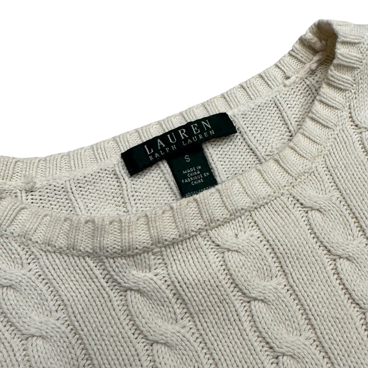 Vintage Polo Ralph Lauren Cable Knitted White Sweater (S)