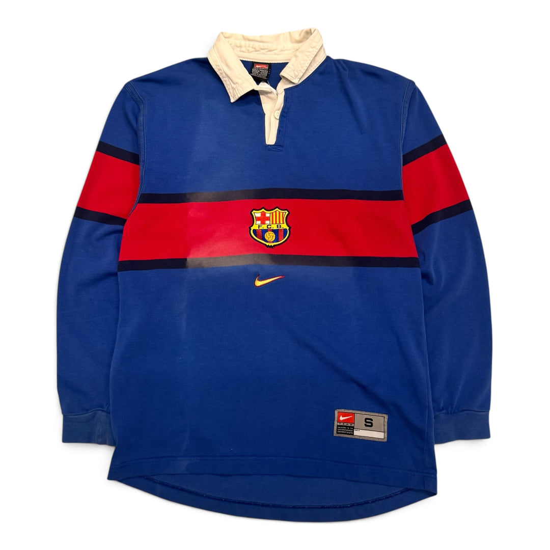 90's Vintage Nike Barcelona Blue & Red Rugby Polo Shirt (S)
