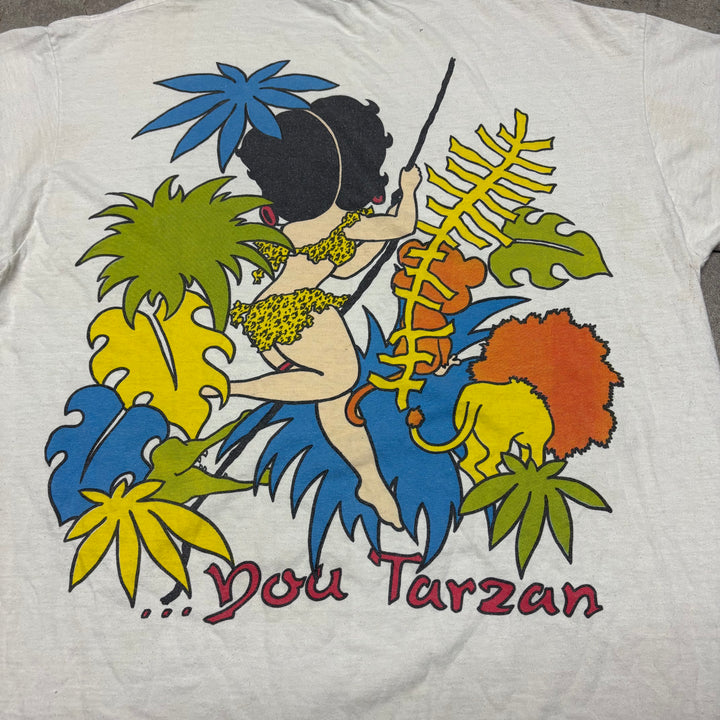 90's Vintage Betty Boop White Graphic T-Shirt (XL)