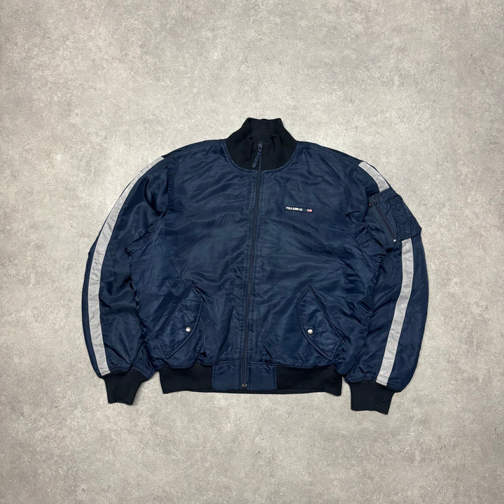 Vintage Polo Jeans Ralph Lauren Navy Bomber Jacket (XL)