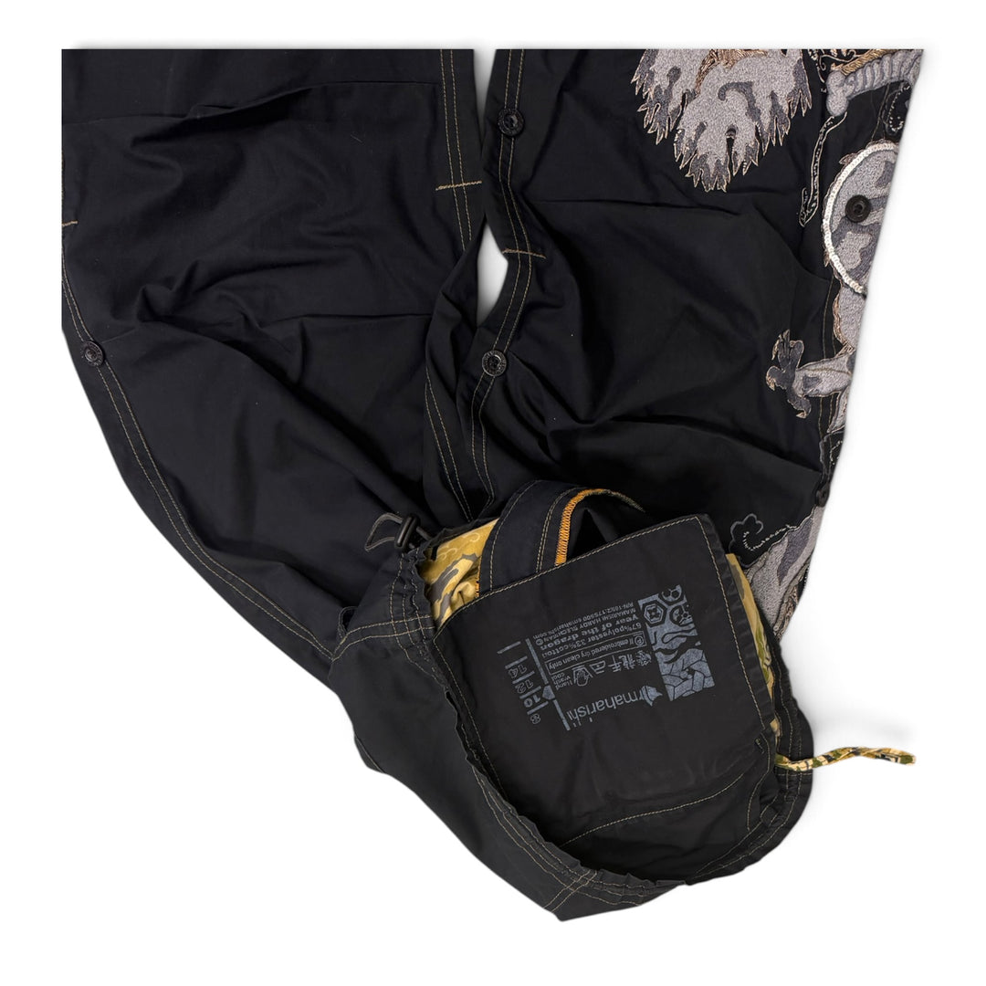 Maharishi Black Embroidered Dragon Snow Pants (M)
