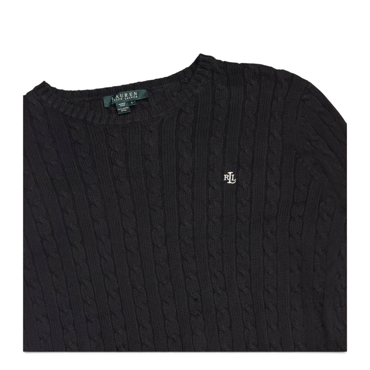 Vintage Polo Ralph Lauren Cable Knit Black (L)