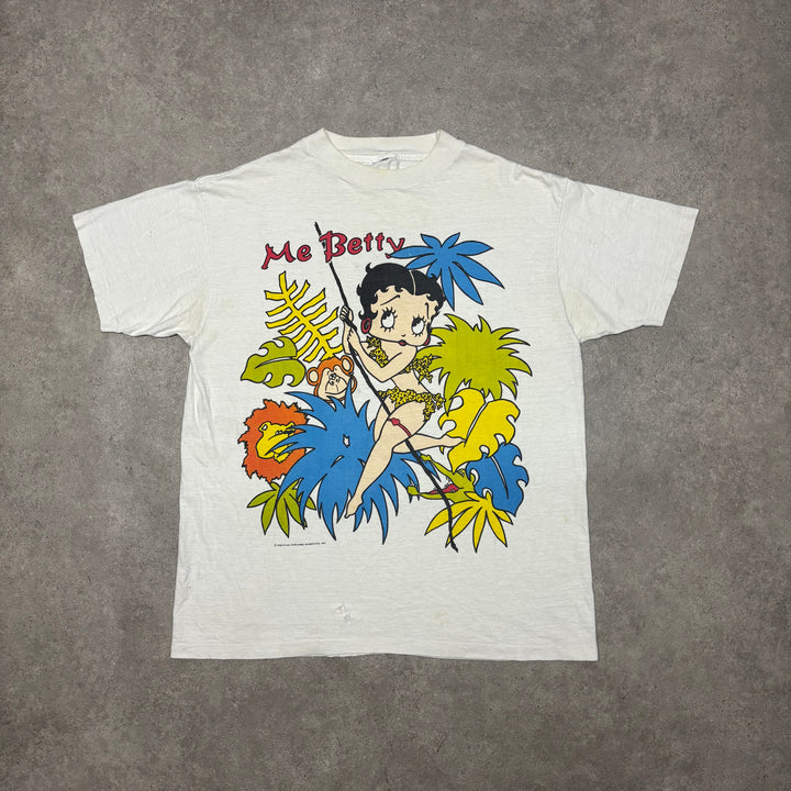 90's Vintage Betty Boop White Graphic T-Shirt (XL)