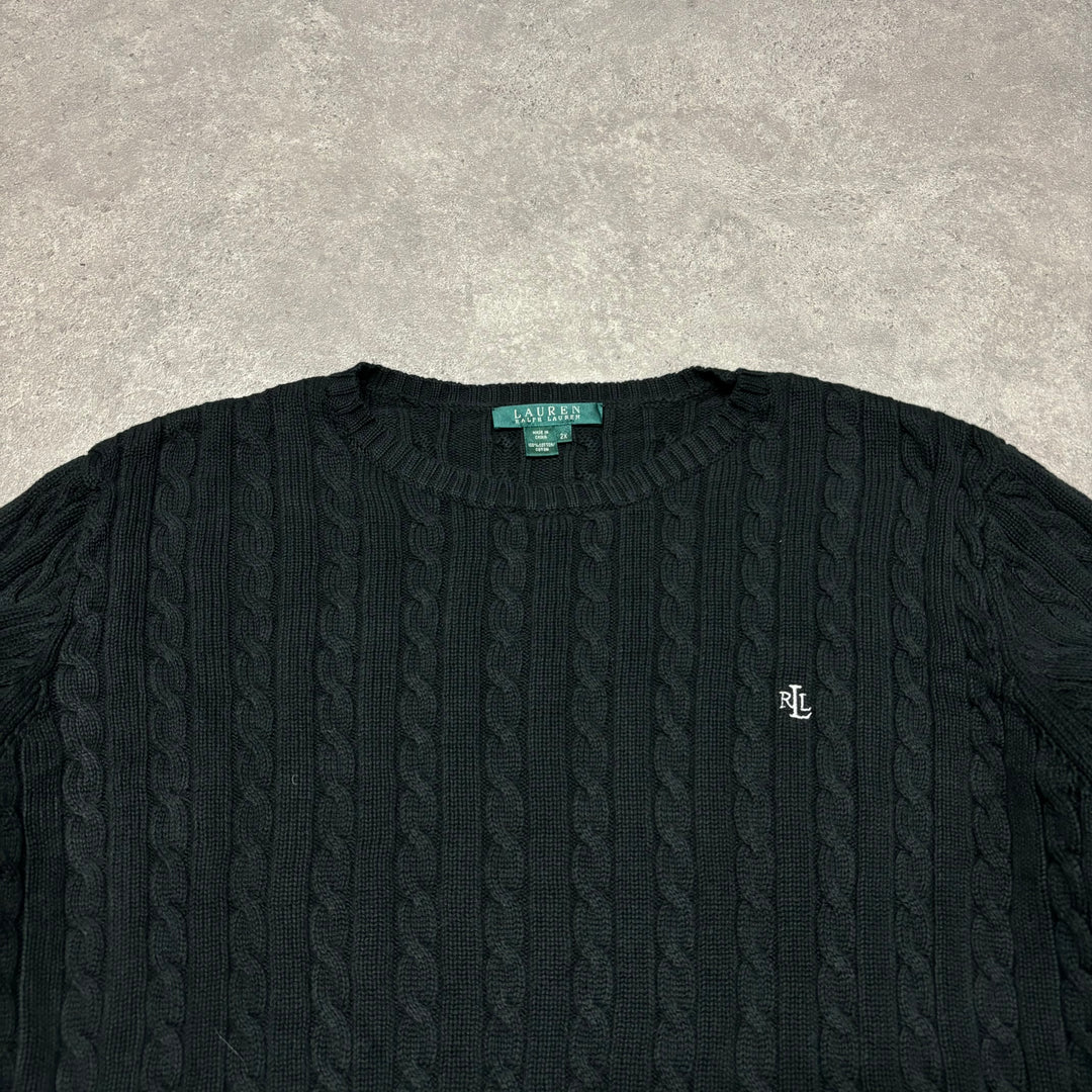 Vintage Lauren Black Heavy Knitted Sweater (Women's XXL)