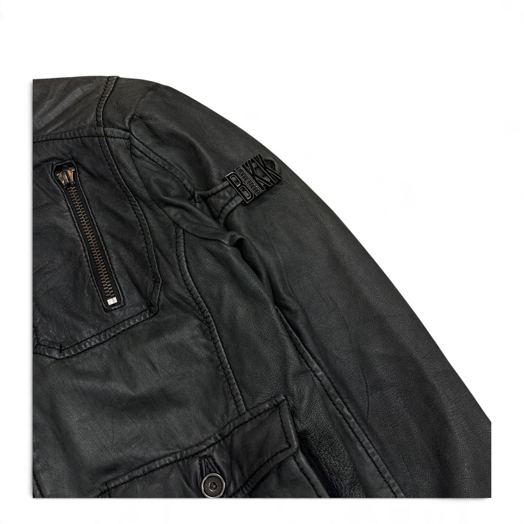 Vintage Bikkemberg Dark Green Leather Flight Jacket (S)