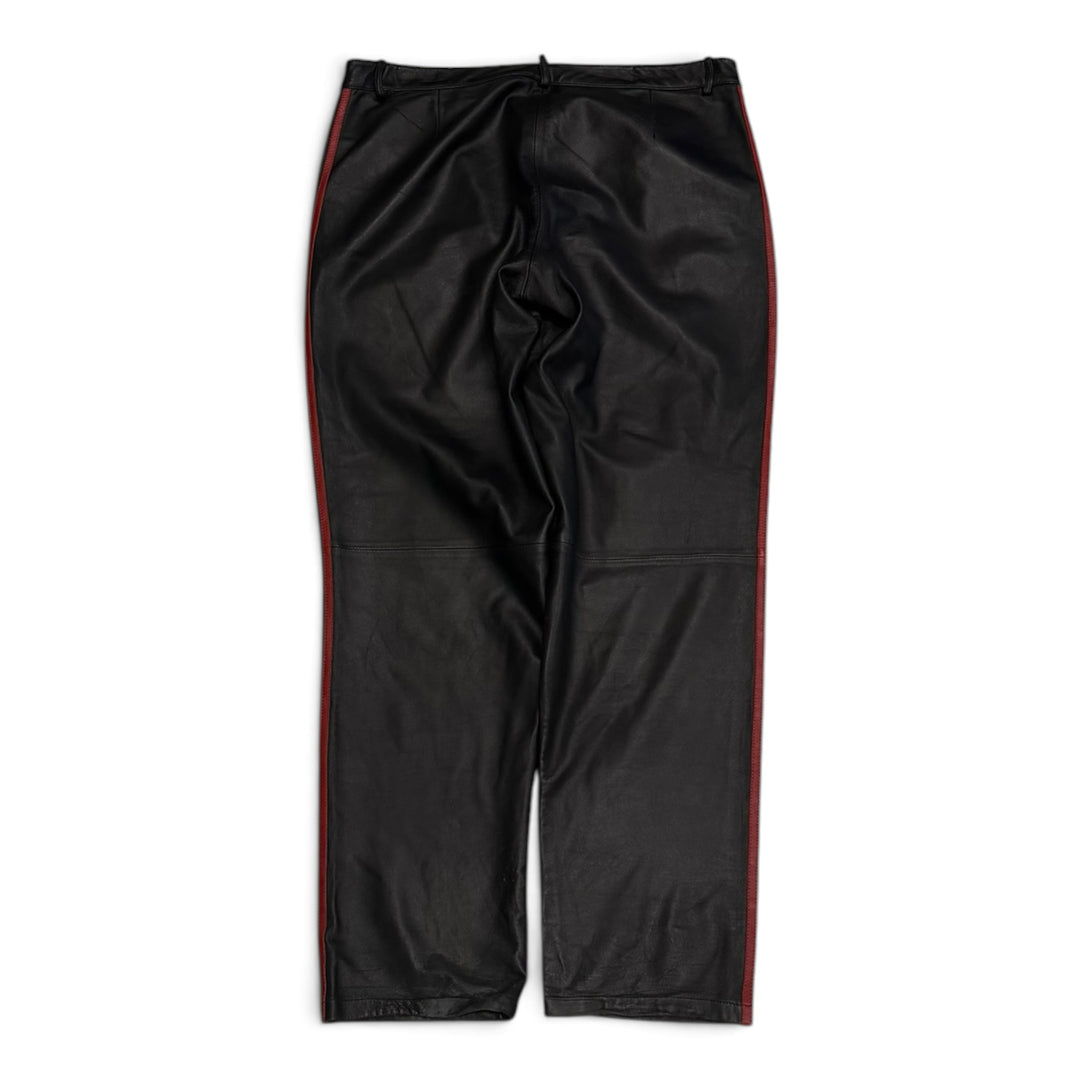 Vintage Adidas Run DMC Black & Red Striped Leather Trousers (XL)
