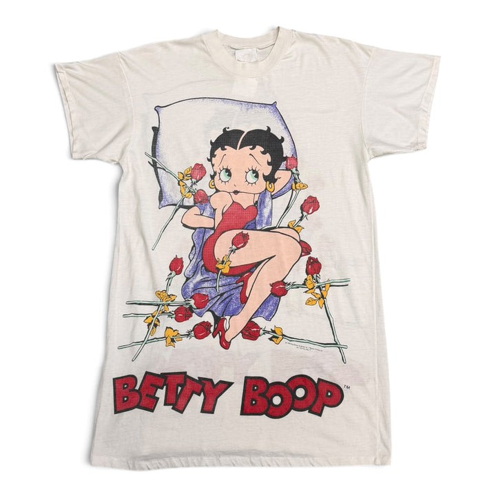 Vintage Single Stitch Betty Boop Graphic T shirt( Dress) White (XL)
