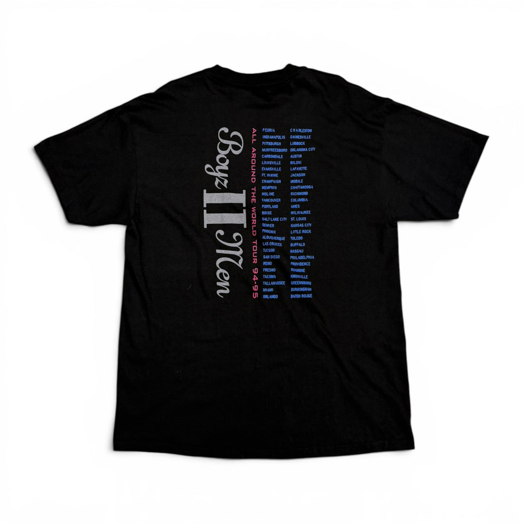 1994 Vintage Boys II Men Black Graphic T-Shirt (XL)